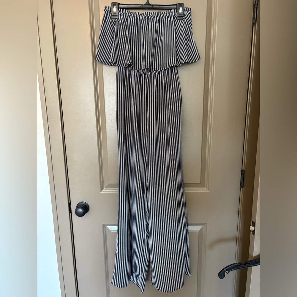 Eesome Navy and White Striped Maxi Dress